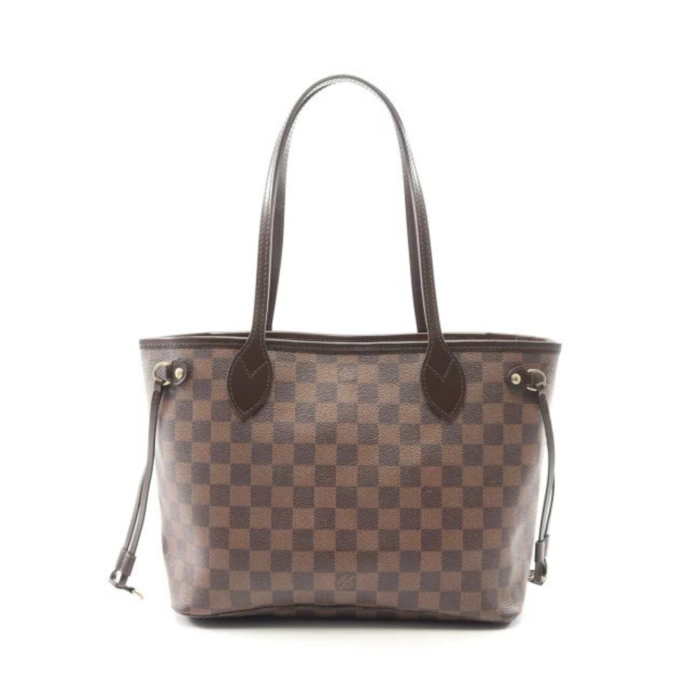 Louis Vuitton Neverfull Tote Bag Canvas Leather Damier Brown
